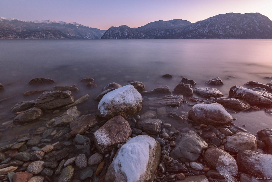 View to mountain lake