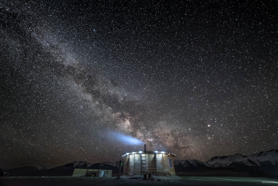 House under the starry sky
