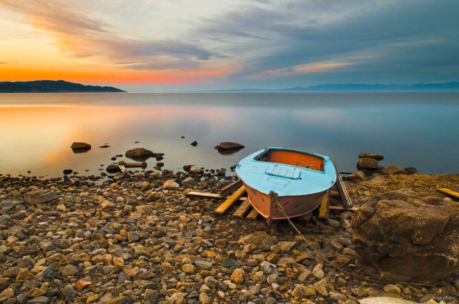 Sunset over the Baykal Lake