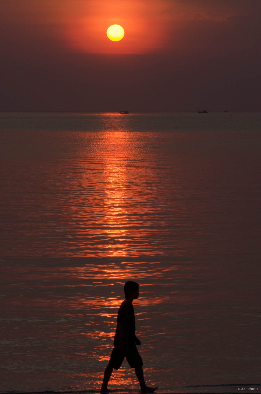 Walking at sunset