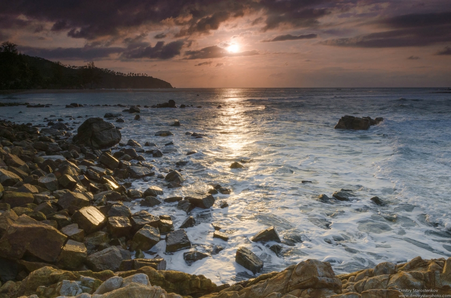 The sunset in the stormy day